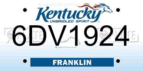 6DV1924 Kentucky License Plate