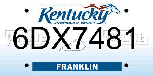 6DX7481 Kentucky License Plate