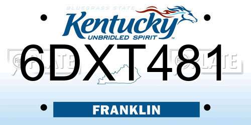 6DXT481 Kentucky License Plate