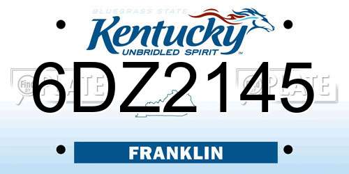 6DZ2145 Kentucky License Plate