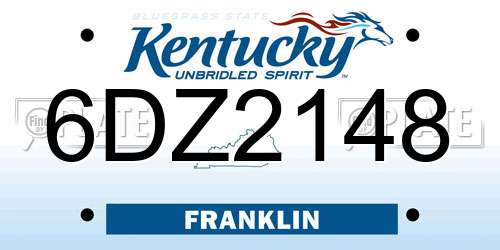 6DZ2148 Kentucky License Plate