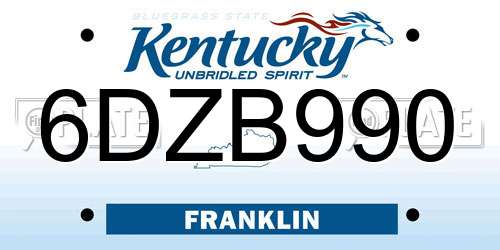 6DZB990 Kentucky License Plate
