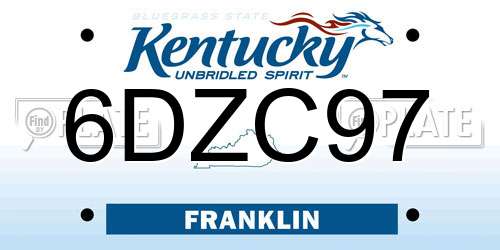 6DZC97 Kentucky License Plate