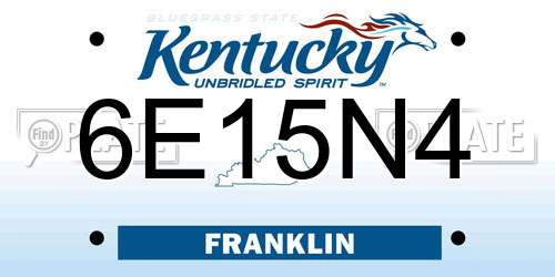 6E15N4 Kentucky License Plate