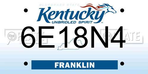 6E18N4 Kentucky License Plate