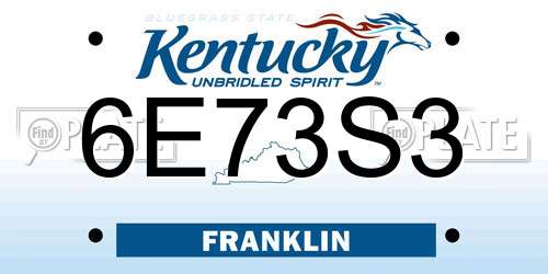 6E73S3 Kentucky License Plate