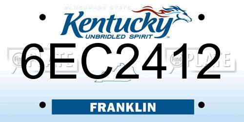 6EC2412 Kentucky License Plate