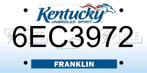 6EC3972 Kentucky License Plate