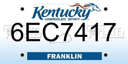 6EC7417 Kentucky License Plate
