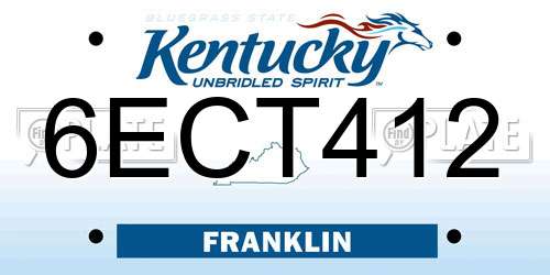 6ECT412 Kentucky License Plate