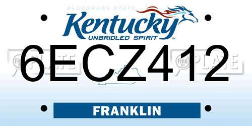 6ECZ412 Kentucky License Plate
