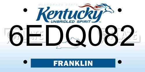 6EDQ082 Kentucky License Plate