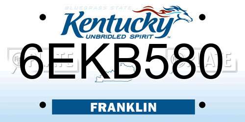 6EKB580 Kentucky License Plate