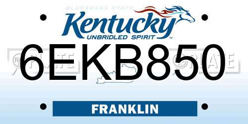 6EKB850 Kentucky License Plate