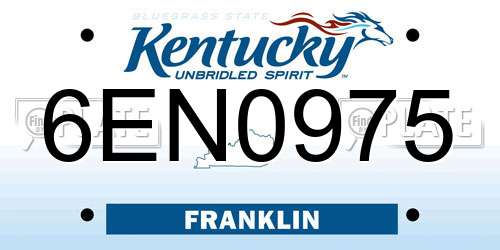 6EN0975 Kentucky License Plate
