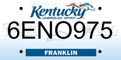 6ENO975 Kentucky License Plate