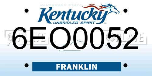 6EO0052 Kentucky License Plate