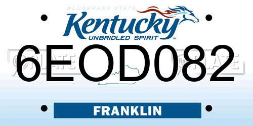 6EOD082 Kentucky License Plate