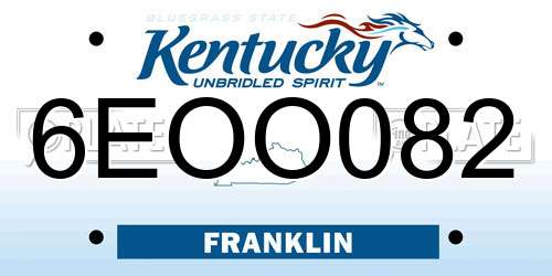 6EOO082 Kentucky License Plate