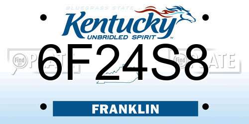 6F24S8 Kentucky License Plate