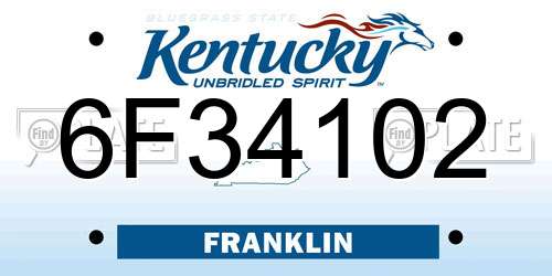 6F34102 Kentucky License Plate