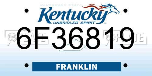 6F36819 Kentucky License Plate