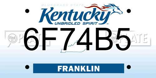 6F74B5 Kentucky License Plate