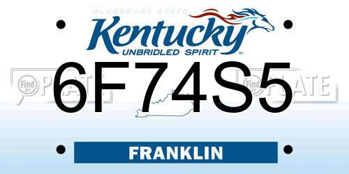 6F74S5 Kentucky License Plate