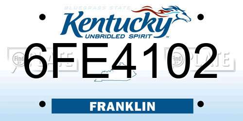 6FE4102 Kentucky License Plate