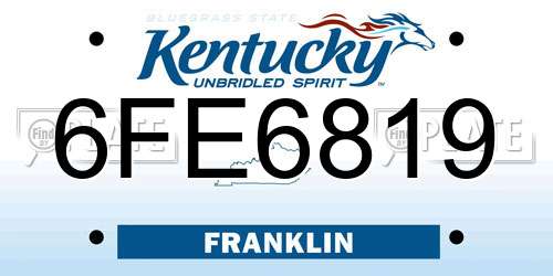 6FE6819 Kentucky License Plate