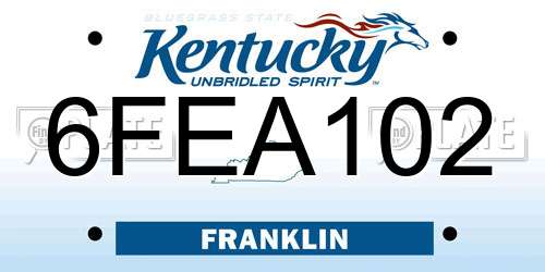 6FEA102 Kentucky License Plate