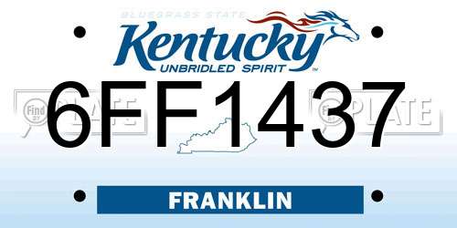 6FF1437 Kentucky License Plate