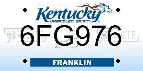 6FG976 Kentucky License Plate