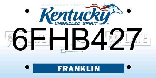 6FHB427 Kentucky License Plate
