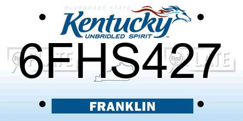 6FHS427 Kentucky License Plate