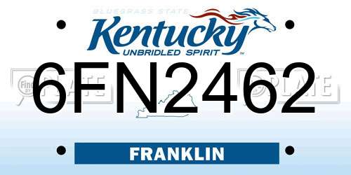 6FN2462 Kentucky License Plate