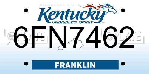 6FN7462 Kentucky License Plate