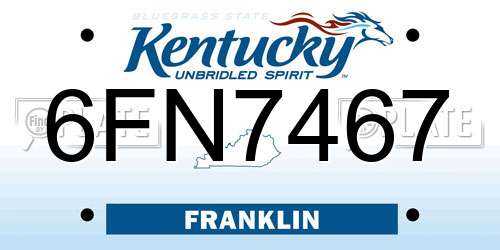 6FN7467 Kentucky License Plate