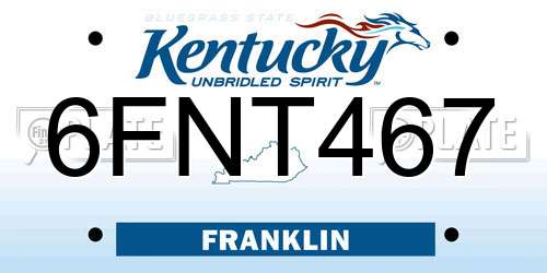 6FNT467 Kentucky License Plate