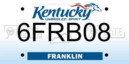 6FRB08 Kentucky License Plate