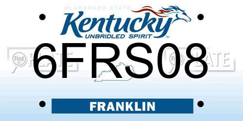 6FRS08 Kentucky License Plate