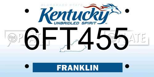 6FT455 Kentucky License Plate