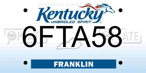 6FTA58 Kentucky License Plate