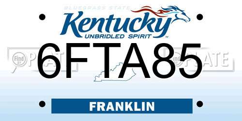 6FTA85 Kentucky License Plate