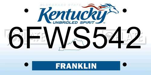 6FWS542 Kentucky License Plate