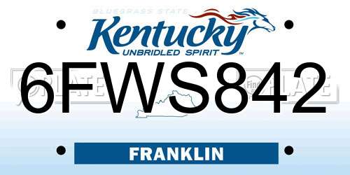 6FWS842 Kentucky License Plate