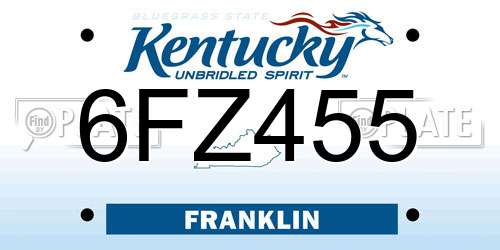 6FZ455 Kentucky License Plate