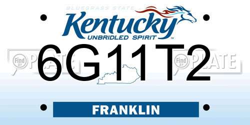 6G11T2 Kentucky License Plate