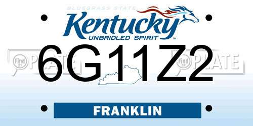 6G11Z2 Kentucky License Plate
