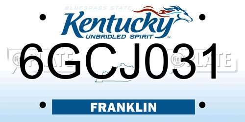 6GCJ031 Kentucky License Plate